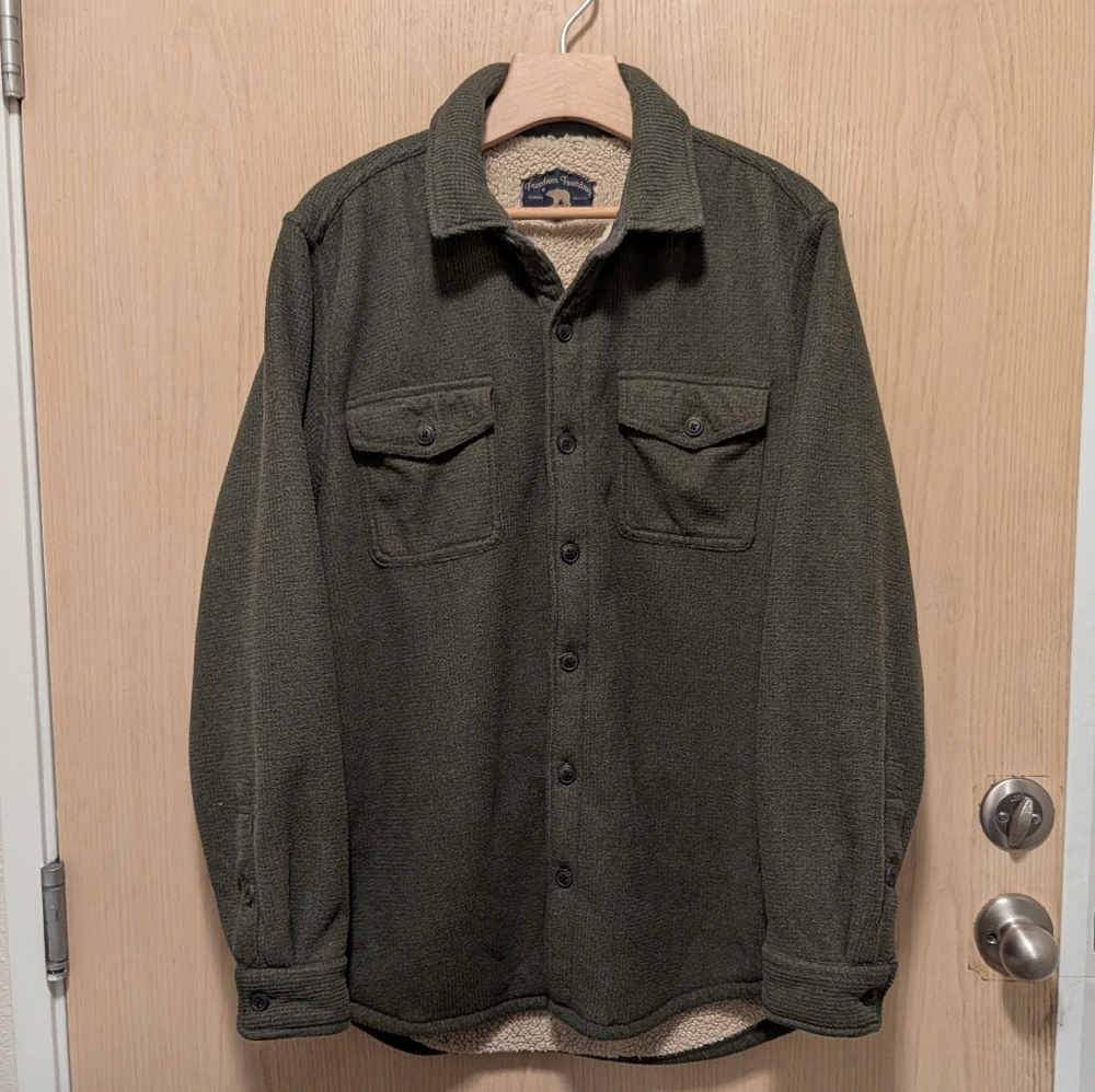 Men's Freedom Foundry Sherpa-Lined Shirt Jacket, Dark Olive Green, L
